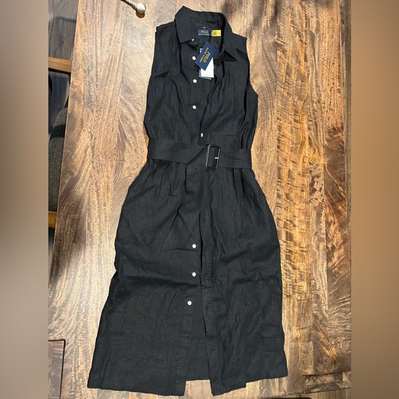 Polo Ralph Lauren Black Linen Belted dress - Picture 4 of 16